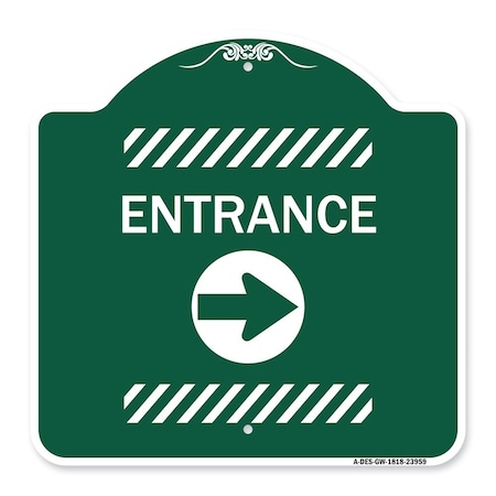 Signmission Flex Post Entrance W/ Right Arrowfor Flex Paddle Heavy-Gauge Alum, 18" L, 18" H, GW-1818-23959 A-DES-GW-1818-23959
